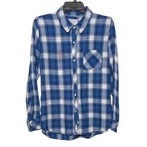 Rails Blue Plaid Button Up Shirt Women's Size Medium Soft Cozy